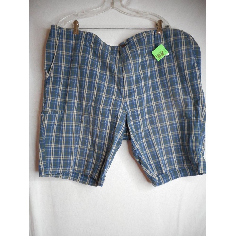 Dockers Mens Blue Green Plaid Flat front Shorts